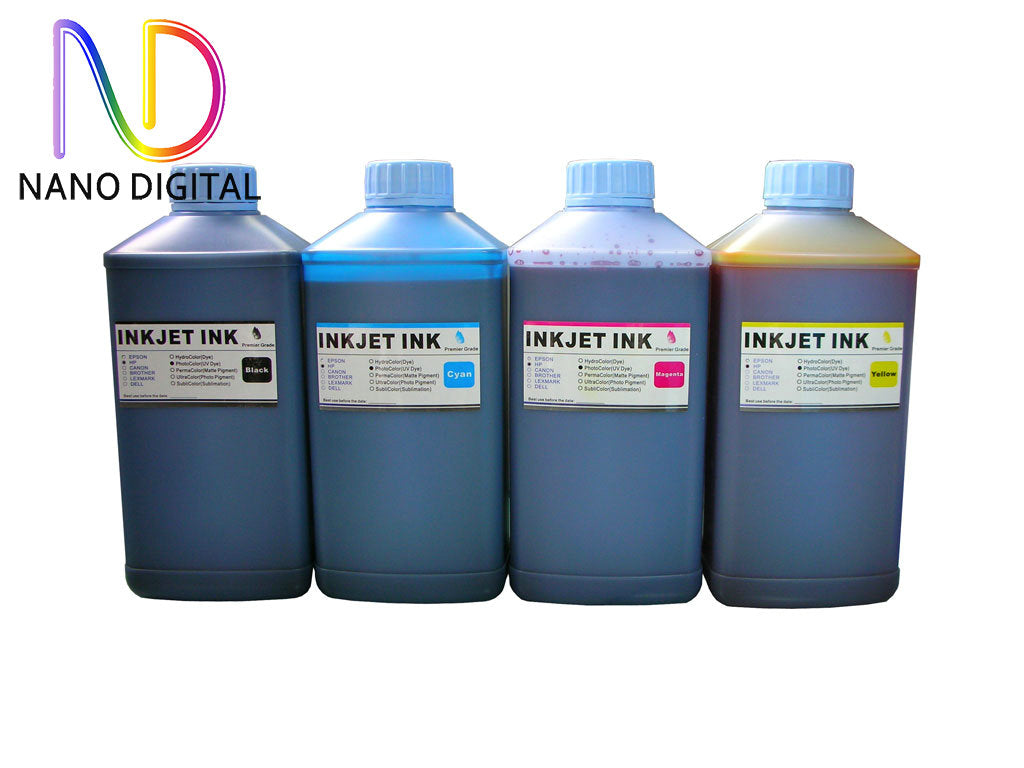 4 X 1000ml Pigment Black and Dye Tri-Color Ink for HP Printers